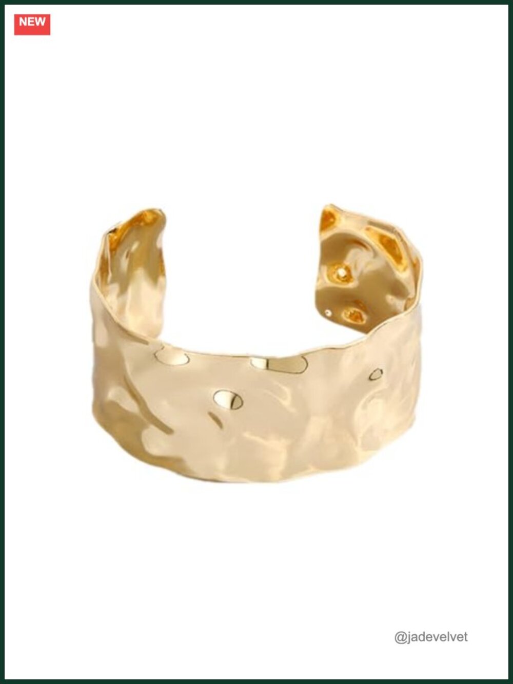 Chunky Gold Alloy Open Cuff Bracelet Wide Adjustable Wrist Bangle